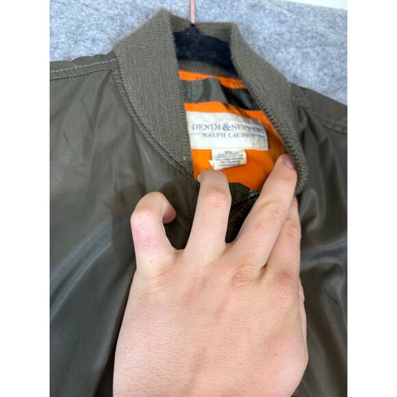 Denim & Supply Ralph Lauren Military Bomber Jacket Mens Medium Green Full Zip - Picture 3 of 5